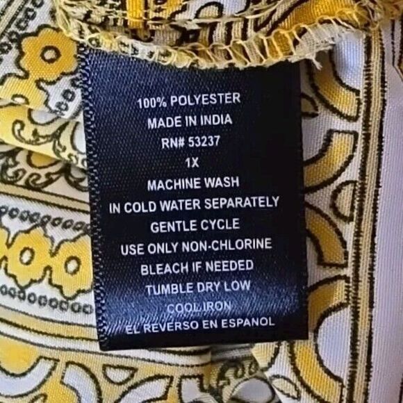 Mlle Gabrielle NWT Button Down Yellow Floral Belted Dress Plus Size 1x NEW t3 - Picture 8 of 8